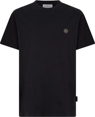 Philipp Plein Black Embroidered Logo T-Shirt