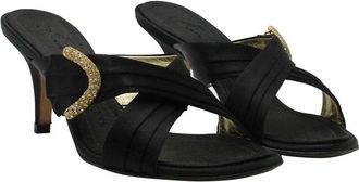 Giuseppe Zanotti Womens Satin Crystal-Embellished Cross-Strap Mule Sandal (Authentic Pre-Loved)
