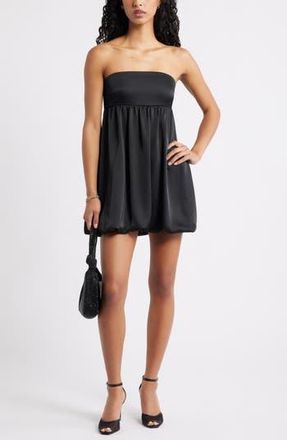 BP. Satin Bow Back Bubble Minidress in Black at Nordstrom Rack, Size Xx-Large