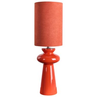 Beliani Beliani - L&aacute;mpara De Mesita De Noche Moderna Con Pantalla De Gamuza Sint&eacute;tica Base De Cer&aacute;mica De Forma Irregular Rojo Oteros