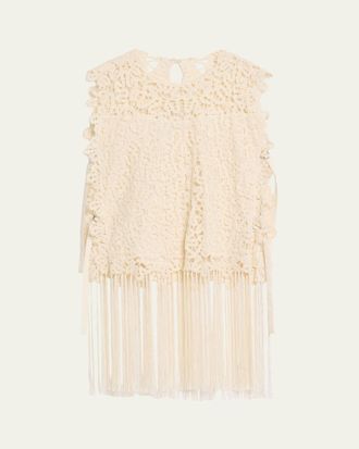 Sea New York Alina Embroidered Fringe Top
