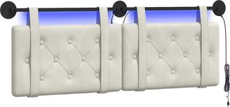 vidaXL Cabecero Colgante Con Luz Led Crema Terciopelo Vidaxl