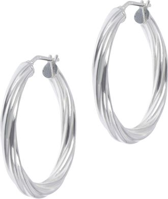 Autentica 1-1/4 Twsited Round Hoop Earrings