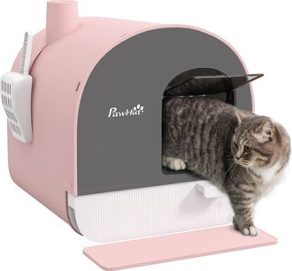 OEM Arenero Para Gatos Caja De Arena Cerrada Para Gatos Con Bandeja Extra&iacute;ble Pala Y Filtro 43x44x47 Cm Rosa