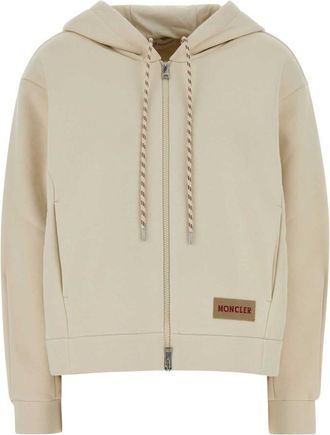 Moncler White Full Sleeves Hood Sweatshirt