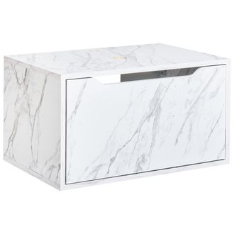 Beliani Mueble Para Lavabo De Pared Efecto M&aacute;rmol Blanco Petrolina
