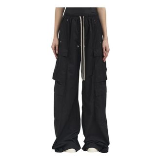 Rick Owens Wide Trousers, female, Black, Size: XS Pantalone Double Cargo Jumbo Belas