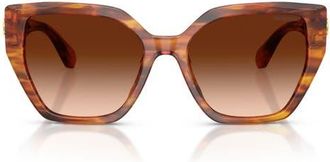 Swarovski 56mm Gradient Irregular Sunglasses in Striped Brown /Brown Gradient at Nordstrom