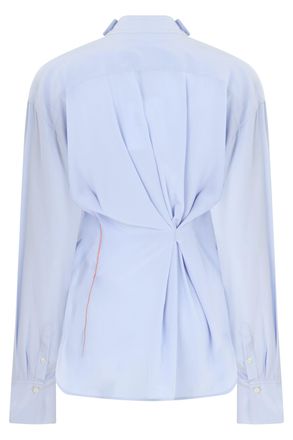 Victoria Beckham Silk Korean-Collar Blouse - Light blue
