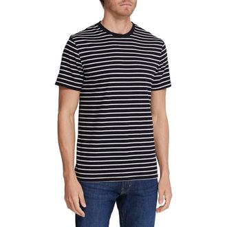 AG - Adriano Goldschmied Bryce Stripe Crewneck Cotton T-Shirt in True Black/Ivory Dust at Nordstrom Rack, Size Xx-Large