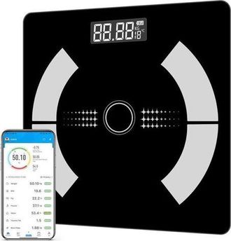 OEM Balanza Inteligente Con An&aacute;lisis De Composici&oacute;n Corporal - Jinfgerne - Balanza De Ba&ntilde;o Precisa, 12 Mediciones Corporales, Capacidad De 180 Kg, Cristal