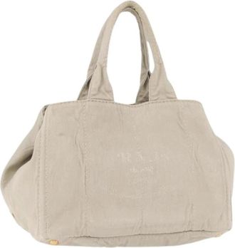 Prada Pre-owned Vintage Canvas Hand Bag - Dames - Vintage Handtas - Beige - ONE Size - Vintage