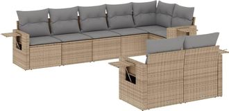 vidaXL Vidaxl - Juego De Sof&aacute;s De Jard&iacute;n Con Cojines Beige 8 Pzas Rat&aacute;n Pe