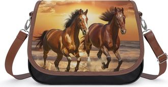 Generic Wild Horses Running on The Beach Fashion Womens Crossbody Bags Novelty Handbag Shoulder Bag Purse