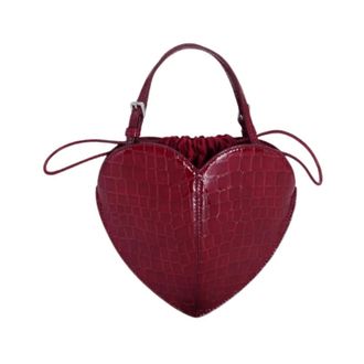 Rotate ROTATE Birger Christensen, Mini Bags, female, Red, Size: ONE SIZE Patent Croco Heart Bag
