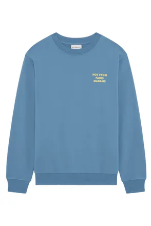 Dr&ocirc;le de Monsieur Light Blue Slogan Crewneck Sweatshirt