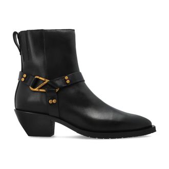 AllSaints Cowboy Boots, female, Black, Size: 8 1/2 US Fox Carabiner Leather Boot