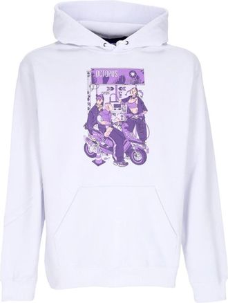 Octopus Witte hoodie met grafische print - Heren - Hoodies - Wit - XL - Katoen - Hoodies & sweatvesten