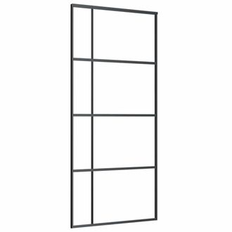 vidaXL Vidaxl - Puerta Corredera Esg Vidrio Y Aluminio Negra 90x205 Cm