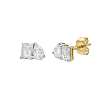 LuvMyJewelry Valessa 14K Gold Lab Grown Diamond Toi Et Moi Earrings - 0.75 Ct