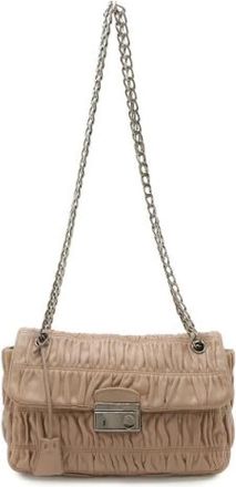 Prada Pre-owned Nappa Gaufre Leren Schoudertas - Dames - Vintage Schoudertas - Beige - ONE Size - Leer - Vintage