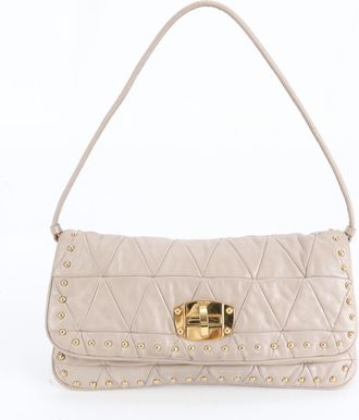 Miu Miu Beige Leather Handbag Shoulder Bag Tote Bag (Pre-Owned)