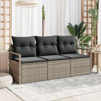 vidaXL Vidaxl - Set Divano da Giardino con cuscino 3 pcs Beige, Crema