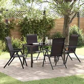 vidaXL Conjunto De Comedor De Jard&iacute;n 5 Pcs Negro Polirat&aacute;n Vidaxl