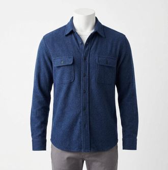Faherty Men Legend Sweater Shirt In Navy Twill