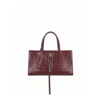 John Richmond Borsa Rettangolare con Stampa Coccodrillo e Zip a Vista - - Bags - Donna - Rosso - ONE SIZE