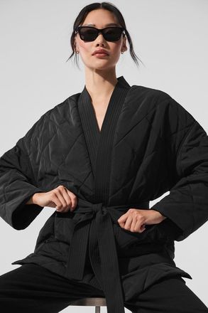 Alo | Urbanite Wrap Puffer Jacket in Black, Size: Medium