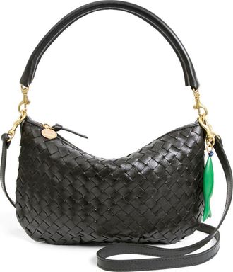Clare Vivier Medium Petit Moyen Woven Leather Messenger Bag in Black at Nordstrom