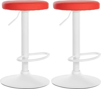Clp Set De 2 Taburetes De Bar Ponte En Polipiel Rojo Metal Blanco Mate