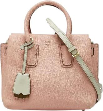 MCM Pre-owned Handbags, female, Pink, Size: ONE SIZE Pre-owned Leather Handbag