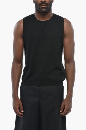 Saint Laurent Gilet Girocollo in Lana a Tinta Unita Saint Laurent
