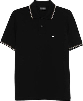 Emporio Armani Slim-fit stretch piqu&eacute; polo shirt met micro-eagle - Heren - Polos - Zwart - 2XL - Katoen - Tops