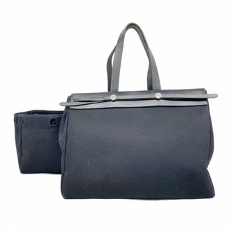 Herm&egrave;s Black Toile Officier Tote Bag (Pre-Owned)