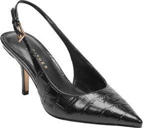 Marc Fisher Dorie Slingback Pointed Toe Pump in Black Croc Embossed at Nordstrom Rack, Size 8.5