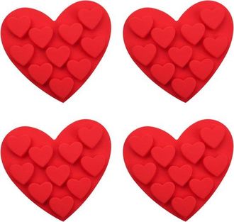 OEM Juego De 4 Moldes De Silicona Con Forma De Coraz&oacute;n - Molde De Silicona Rojo Para Chocolate