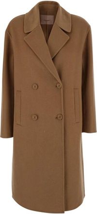 Twinset Double-Breasted Tech Coat - Dames - Mantel - Bruin - L - Jassen