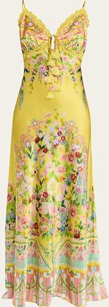 Camilla Lady Limonada Bias Slip Dress with Lace Edge Detail