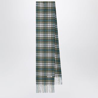 Auralee Sciarpa motivo check verde muschio in cashmere