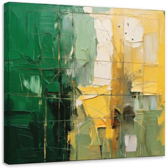 Artgeist Artgeist - Quadro su tela, Astratto geometrico verde giallo - 50x50