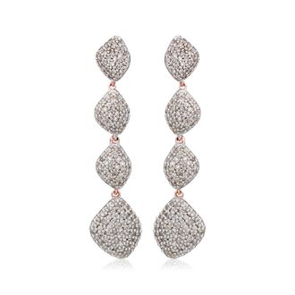 Monica Vinader Rose Gold Nura Teardrop Long Cocktail Earrings Diamond