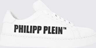 Philipp Plein Sneakers basse stringate in pelle liscia con logo stampato