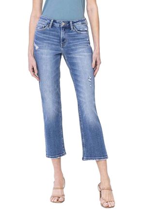 Flying Monkey Jojo Mid Rise Crop Straight Jean In Dawn