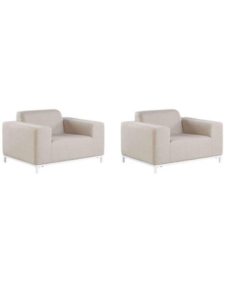 Beliani Conjunto de 2 sillones de jard&iacute;n tela beige