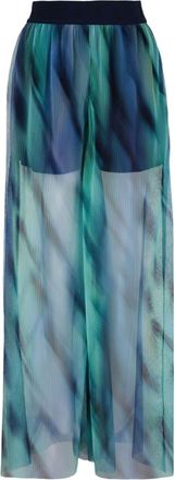A|X Armani Exchange abstract-print wide-leg trousers - women - Polyester - 6 - Blue