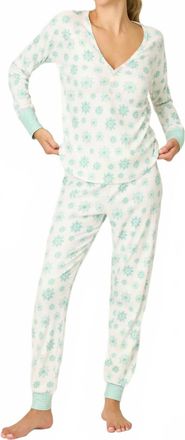 PJ Salvage Snowflake Wishes Pointelle Pants Set In Ivory