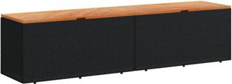 vidaXL Caja de almacenaje jardín madera acacia ratán negro 220x50x54cm Vidaxl